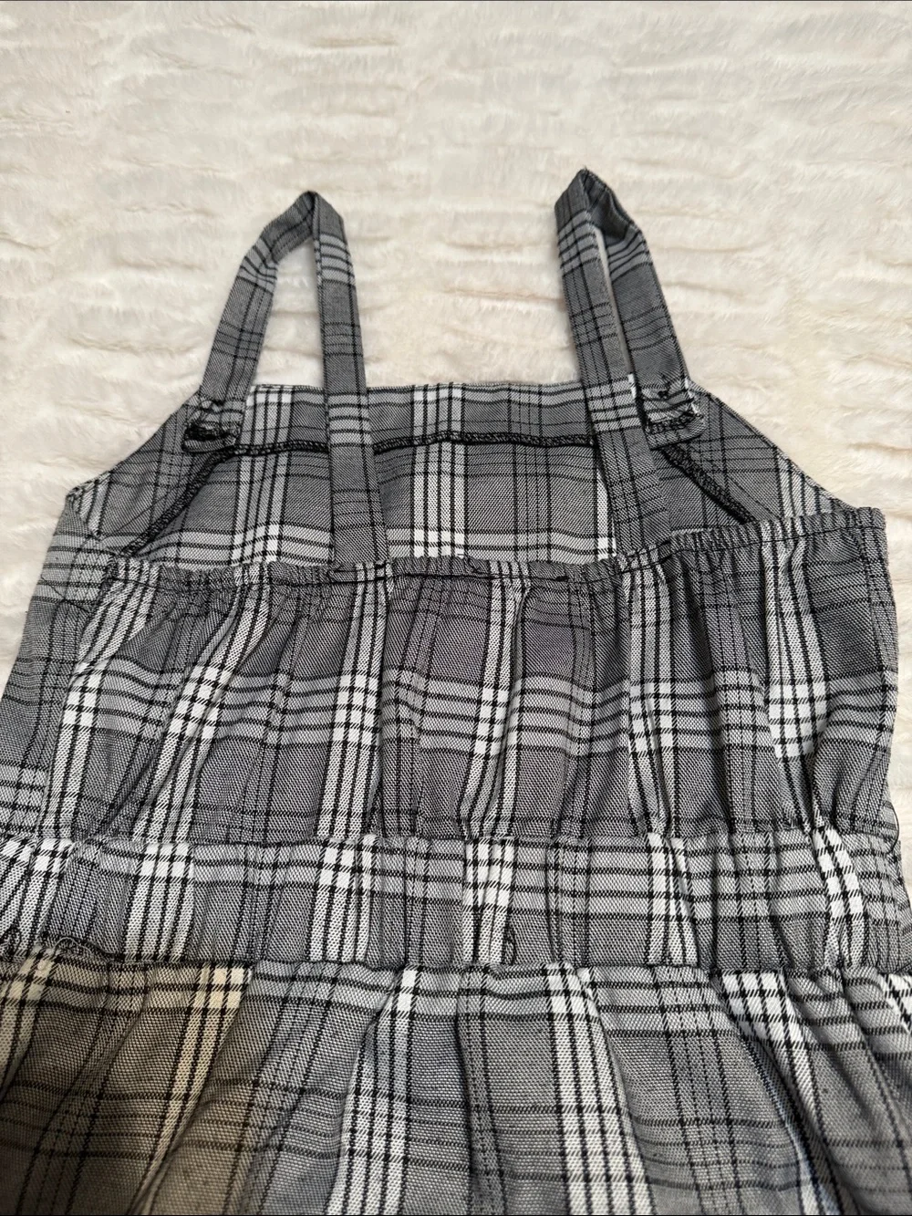 Mia Chica Black and White Plaid Mini Pinafore